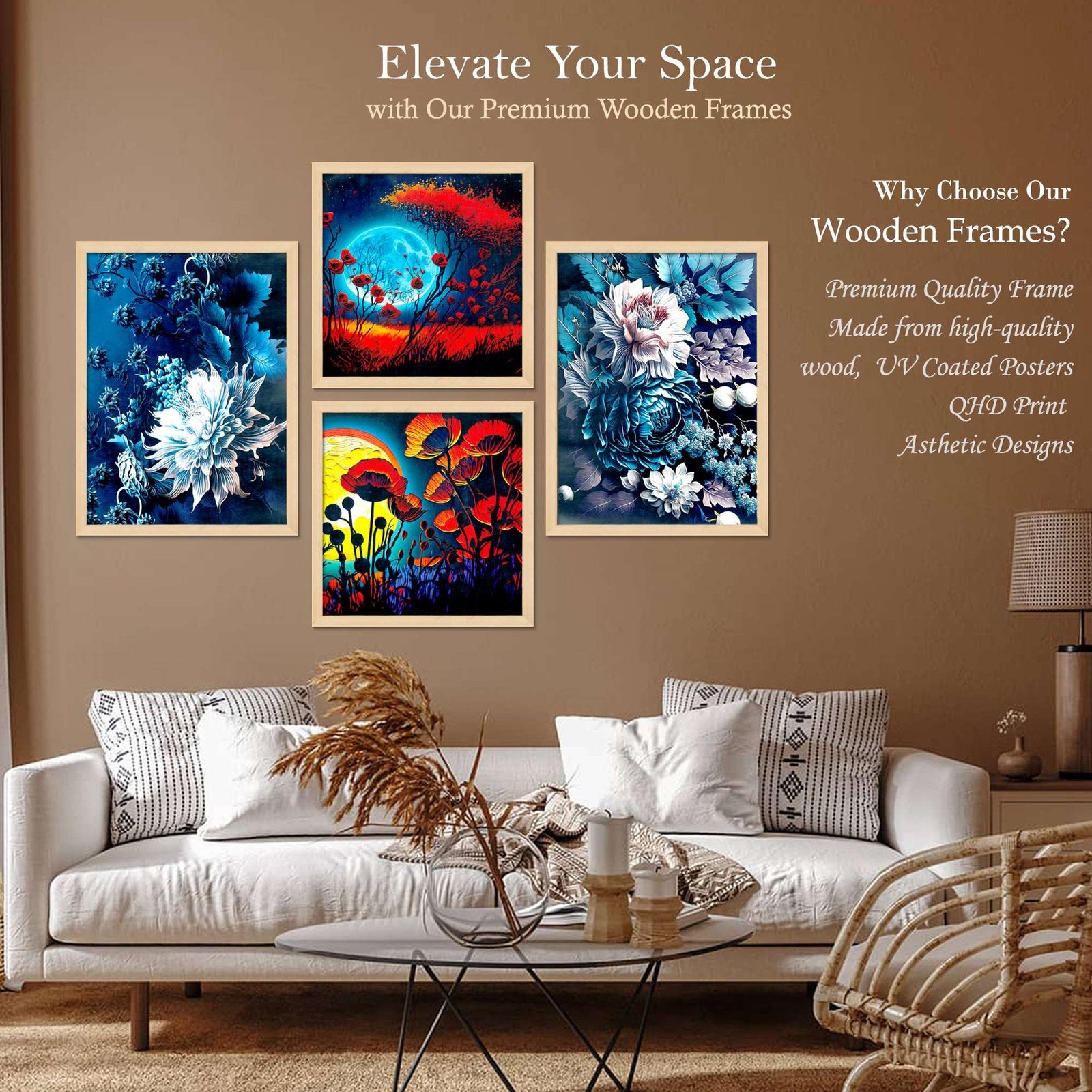 SET OF 4 DIGITAL WALL PAINTING