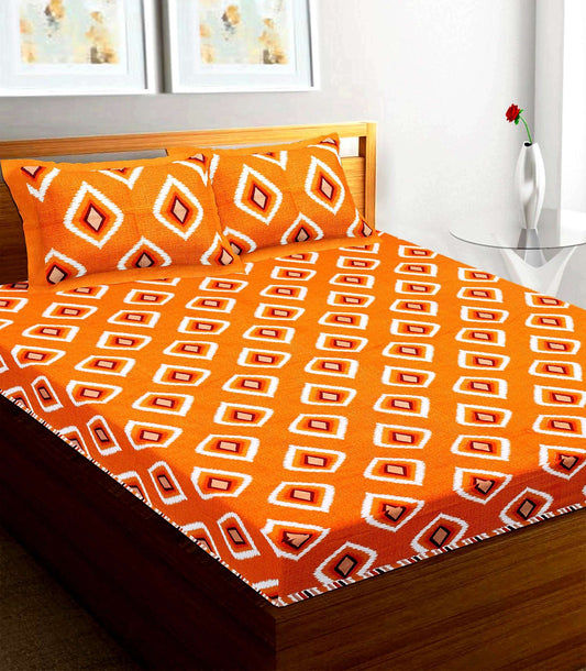 100% Pure Cotton Traditional Printed Bedsheet for Double Bed King Size Bedsheet with 2 Pillow Covers