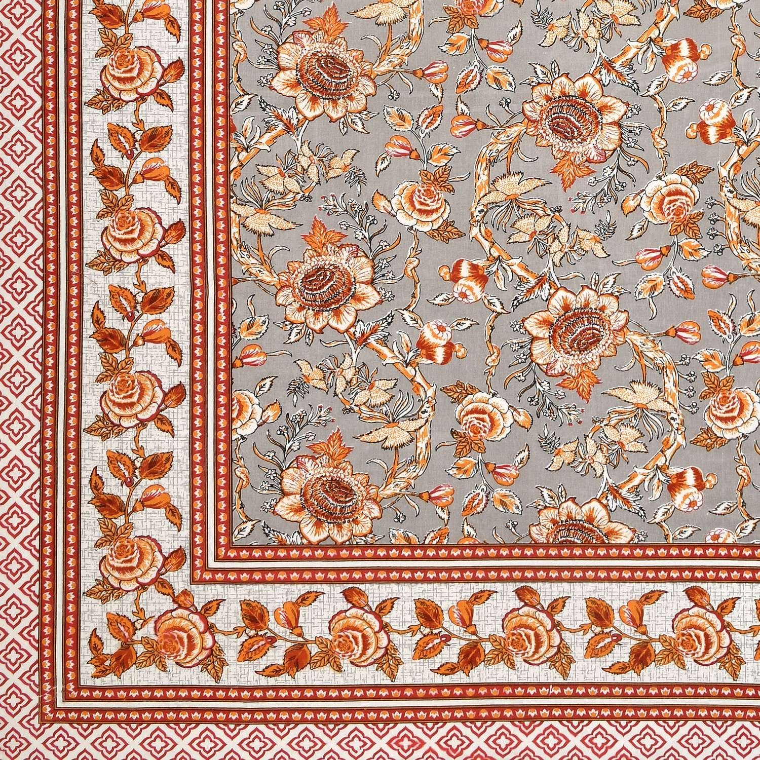 100% Pure Cotton Traditional Printed Bedsheet for Double Bed King Size Bedsheet with 2 Pillow Covers