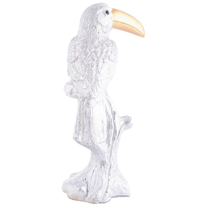 Decorative White Resin Parrot Showpiece for Home Decor, Living Room, Table Decoration for Gifting