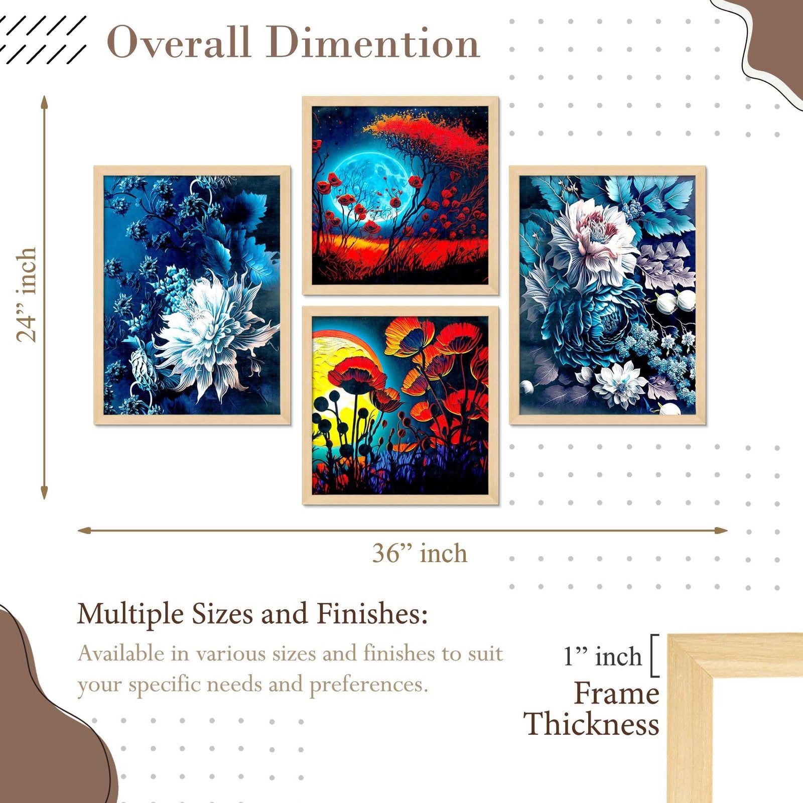 SET OF 4 DIGITAL WALL PAINTING