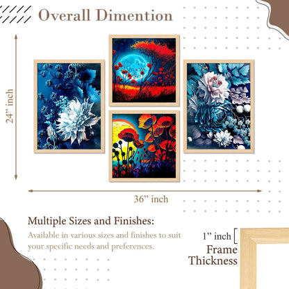 SET OF 4 DIGITAL WALL PAINTING