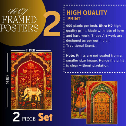Set of Two Wall Paintings for Wall Dacoration Golden Framed Wall Paintings for Living Room & Bedroom Wall Art for Home Decoration & Office Wall Décor (14×11 inch CH-GD2-18)